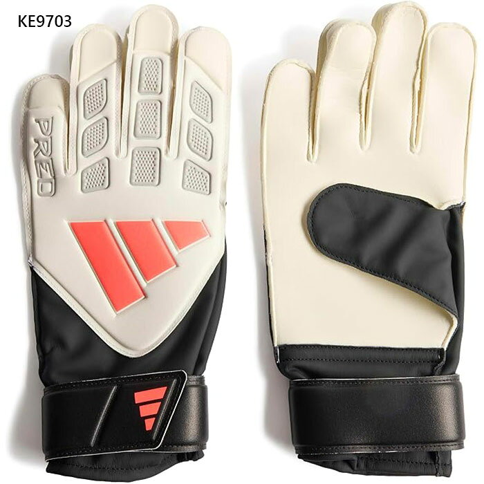 7 8 9 KE9703(Sターボ×ブラック) ゴールキーパーグローブ 男性用 女性用 ユニセックス 男女兼用 両用 adidas 最安値に挑戦！adidas　アディダスってどんなブランド？？アディダス (adidas) は、ドイツのスポーツ用品メーカーである。ドイツ・ニュルンベルク近郊のヘルツォーゲンアウラッハで、兄ルドルフ・弟アドルフのダスラー兄弟が、靴製造の会社「ダスラー兄弟商会」を設立。主にルドルフが販売、アドルフが生産を担当。兄弟との意見対立により「ダスラー兄弟商会」を解消。アドルフはアディダス社を設立。「アディダス」とはアドルフの愛称「アディ」と「ダスラー」をつなげたもの。なお兄ルドルフはRUDA社を設立。これが翌年、プーマ社となる。 多くのスポーツでトップアスリートを支え続けているブランドです。 こちらの商品の素材、サイズ、機能などトレーニング中に内なる才能を解き放とう。アディダス　プレデタートレーニングゴールキーパーグローブ / PREDATOR TRAINING GOALKEEPER GLOVESは、最高を目指すゴールキーパーのためにある。確かなグリップ力と耐久性を提供し、さまざまな天候で機能するソフトグリップのラテックス製パームにより、グローブを気にせず試合に集中。ポジティブフィンガーカットで、内側にゆとりがある快適なフィット感を実現し、外側でのボールとの接触面を拡大。スリット入りのリストクロージャーが付いた通気性に優れたカフにより、ロッカールームでのスムーズな着脱が可能。トレーニングピッチでの自由な動きを約束するサッカーグローブ。■素材：ポリウレタン100%※当店では、システムで在庫調整を行っております。在庫更新のタイミングにより、在庫切れの為、稀にご用意できない場合がございます。ついで買いにオススメ！おすすめ送料無料アイテム