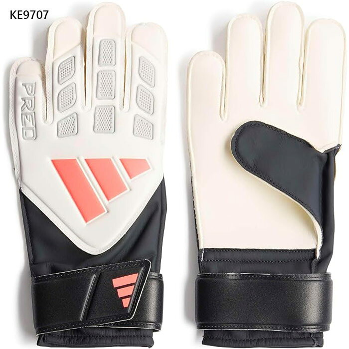4 5 6 KE9707(ソーラーターボ×ブラック) ゴールキーパーグローブ キッズ ユース 子供用 adidas 最安値に挑戦！adidas　アディダスってどんなブランド？？アディダス (adidas) は、ドイツのスポーツ用品メーカーである。ドイツ・ニュルンベルク近郊のヘルツォーゲンアウラッハで、兄ルドルフ・弟アドルフのダスラー兄弟が、靴製造の会社「ダスラー兄弟商会」を設立。主にルドルフが販売、アドルフが生産を担当。兄弟との意見対立により「ダスラー兄弟商会」を解消。アドルフはアディダス社を設立。「アディダス」とはアドルフの愛称「アディ」と「ダスラー」をつなげたもの。なお兄ルドルフはRUDA社を設立。これが翌年、プーマ社となる。 多くのスポーツでトップアスリートを支え続けているブランドです。 こちらの商品の素材、サイズ、機能など直感力のある動きでスキルに磨きをかけよう。常にベストを尽くす若手ゴールキーパーのためのプレデタートレーニング　ゴールキーパーグローブ。確かなグリップ力と耐久性のあるSOFT GRIPラテックス製パームが特徴。あらゆる天候に対応する作りだから、グローブを気にせず試合に集中できる。ポジティブ　フィンガーカットは、内側にゆとりのある快適なフィット感をもたらし、外側ではボールとの接地面を広く確保してくれる。スリット入りのリストクロージャーを備えた通気性のカフにより、更衣室でも簡単に装着。ピッチでのトレーニングで自由自在な動きを叶えてくれるゴールキーパーグローブ。■素材：ポリウレタン100%※当店では、システムで在庫調整を行っております。在庫更新のタイミングにより、在庫切れの為、稀にご用意できない場合がございます。ついで買いにオススメ！おすすめ送料無料アイテム
