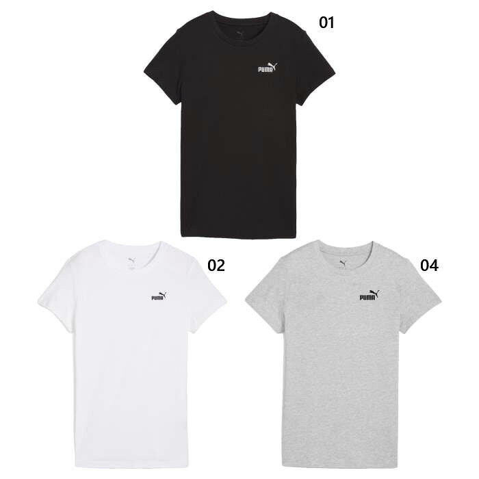 プーマ レディース ESS スモール NO.1 ロゴ Tシャツ フィットネス トレーニングウェア トップス 半袖Tシャツ カジュアル ホワイト 白 ブラック 黒 グレー 灰色 送料無料 PUMA 687596
