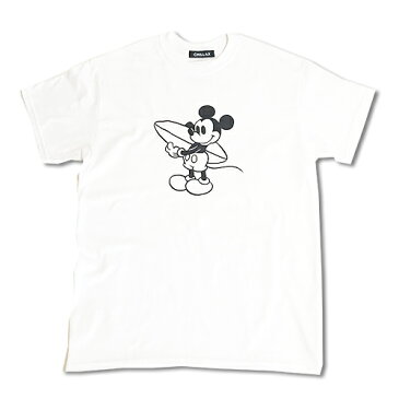 Chillax×Disney Mickey（ディズニー）サーファー　ミッキーマウス　フロントプリント Tシャツ