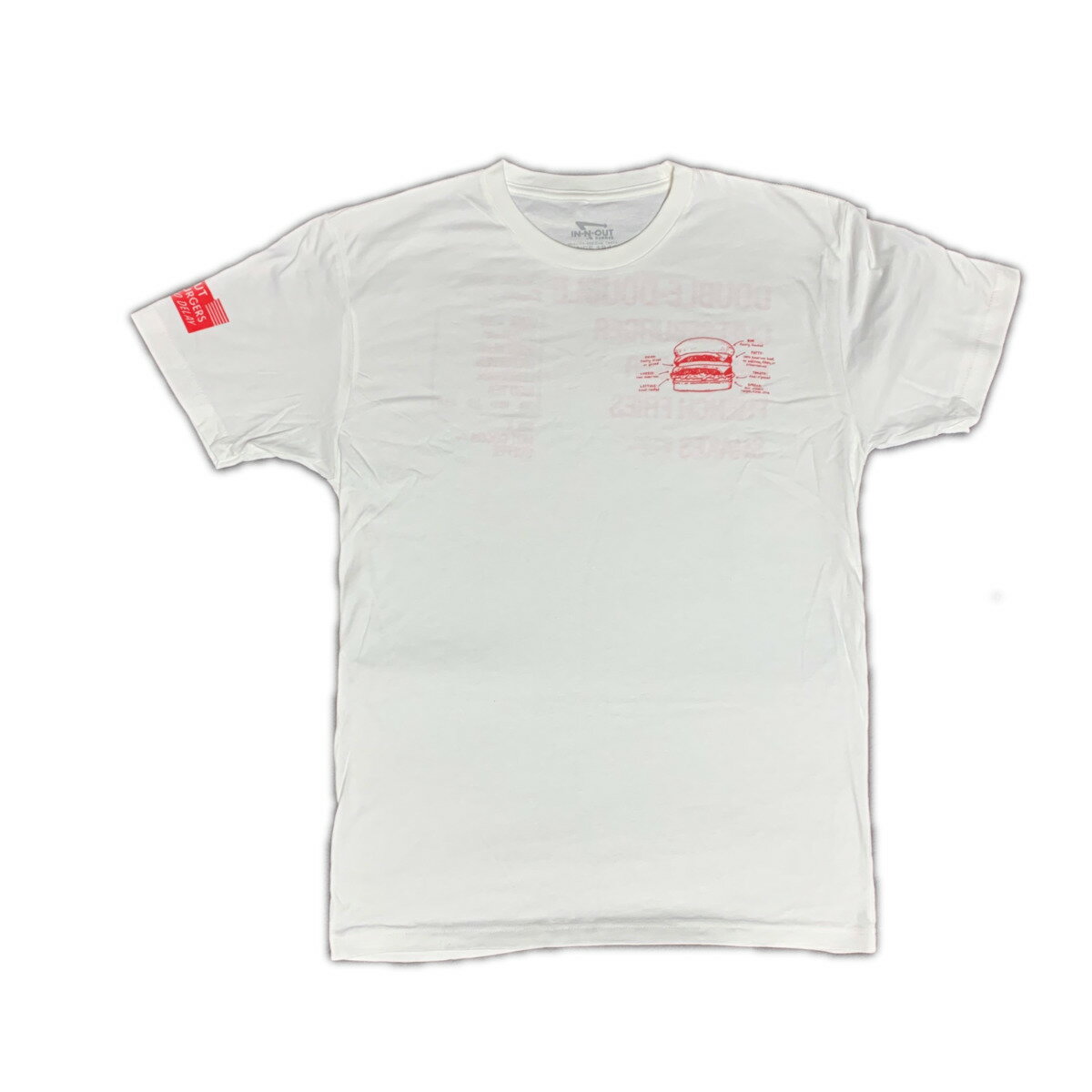 IN−N−OUT　BURGER／インアンドアウトバーガー：MENU半袖Tシャツ／メニュープリントTシャツ/ホワイト