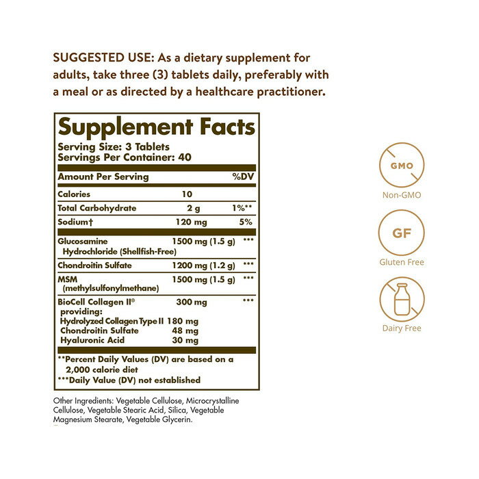 ���륳���ߥ� �ҥ������� ����ɥ������� MSM 120γ ���ץ���� ���� ���祤��� �Ӥ��ߤ� �ӥ��ߥ� ���ץ� ��Solgar Glucosamine Hyaluronic Acid Chondroitin MSM, (120 tabs)��