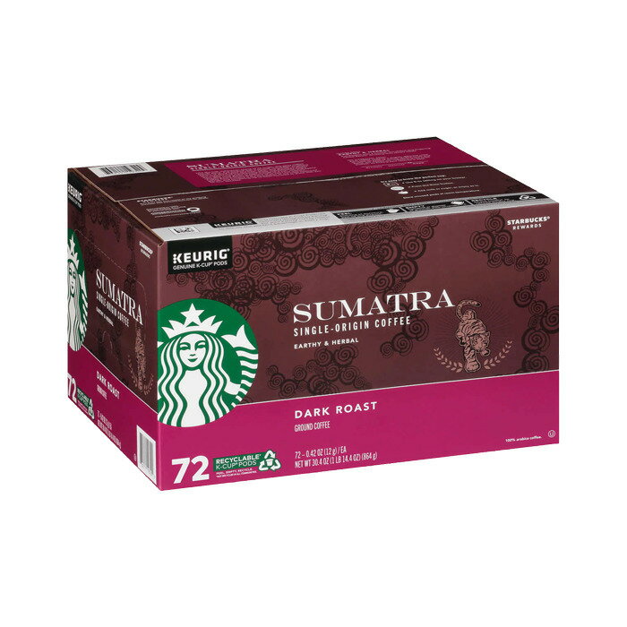キューリグ Kカップ スターバックス スマトラ コーヒー 72個入り スターボックス KEURIG (キューリグ) K-Cup ダークロースト コーヒー Kカップ 【Starbucks Sumatra K-Cups (72 ct.)】