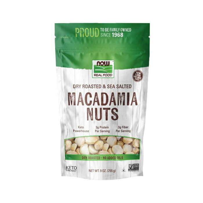 マカダミアナッツ ドライロースト（素焼き）塩味 255g 食品 ナッツ 種子類 スナック 【Now Foods Dry Roasted & Sea Salted Macadamia Nuts, 9oz】