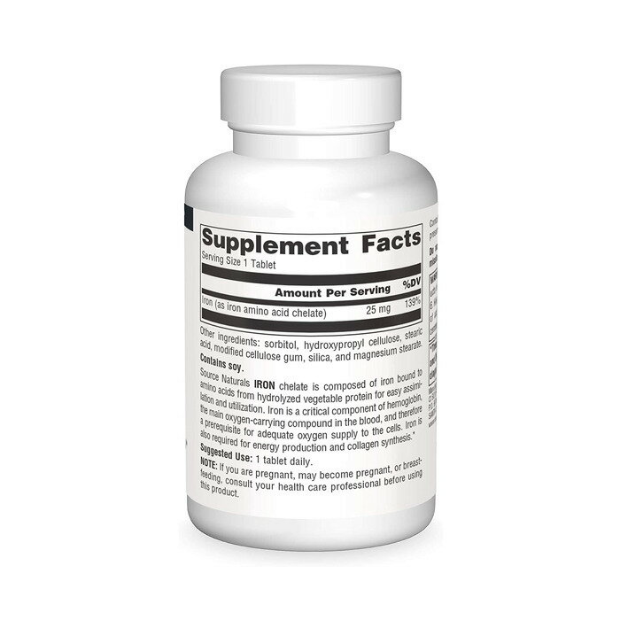 ソースナチュラルズ 鉄キレート 25 mg 250粒 鉄 タブレット【Source Naturals Iron...