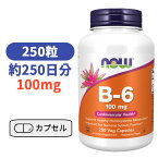 ビタミン B-6 100 mg 250 粒 ナウフーズ びたみん B サプリメント サプリ スキンケア マッスルケアー【Now Foods B-6 100mg, 250 Veg Capsules】