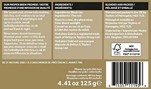 ハロゲートヨークシャー金茶のテイラーズ（パックあたり40 ）【Taylors Yorkshire Tea, Gold Black Tea(40 tea bags, 4.41 oz)】 2