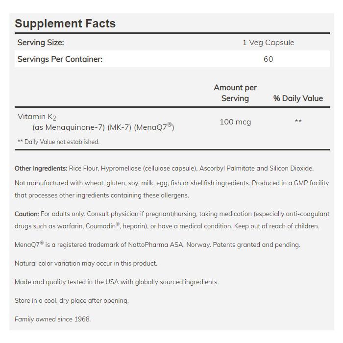 ナウフーズ MK-7 ビタミンK-2 (メナキノン-7) 100mcg 120粒 【Now Foods MK-7 ビタ...