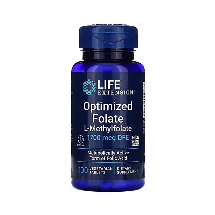 VITATRAのオプティマイズド L-メチル葉酸 1700mcg ベジタリアン タブレット 100粒 ライフエクステンション プレママ 妊娠 赤ちゃん 葉酸【Life Extension Optimized Folate L-Methylfolate 1700 mcg DFE, 100 Vegetarian Tablets】｜アングル2