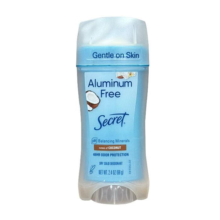 シークレット アルミニウムフリー デオドラント 68g ココナッツの香り 制汗剤 女性用 ワキガ 脇汗 におい 汗 爽やか 消臭 48H【Secret Aluminum Free Deodorant Notes of Coconut 2.6 oz】