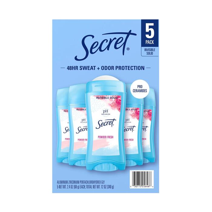 【お得な5個入り】 シークレット パウダーフレッシュ 68g X 5 インビジブルソリッド デオドラント ボディケア デオドラント 制汗剤 わきが ワキガ わき汗 脇汗 におい 汗 爽やか 消臭