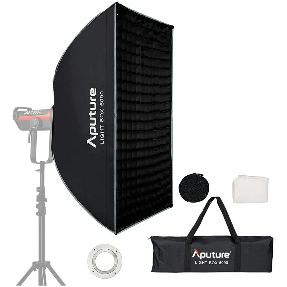 Aputure Light box 6090 矩形ソフトボックス 60 90cm 53cm深さ Bowensマウント対応 折りたたみ式 Aputure 120D II/300D II/300X Aamaran 100d/x 200d/x Aamaran 60d/xなどに適用