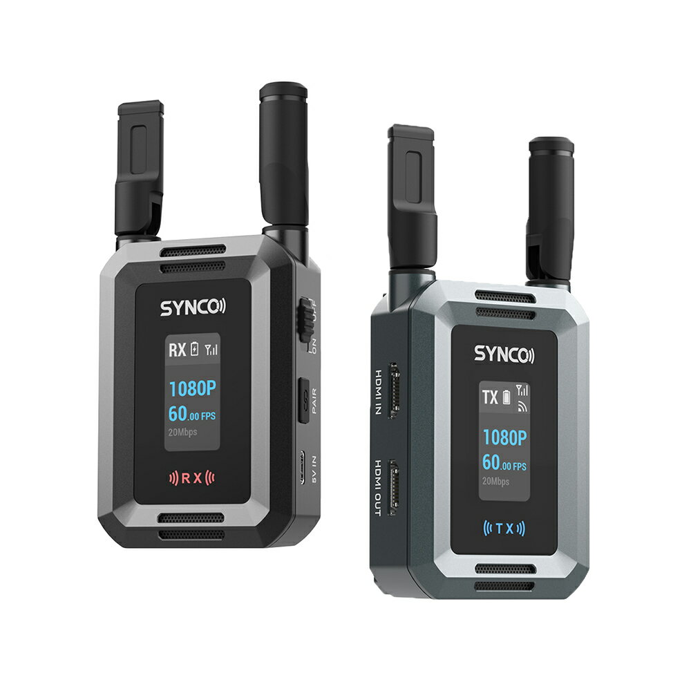 SYNCO XVision HD ワイヤレス映像伝送システム HD 1080P LCDカラースクリーン 300(LOS)伝送距離 40ms低遅延 HDMIループ出力 NP-Fバッテリー給電 Type-C給電可能 軽量化設計