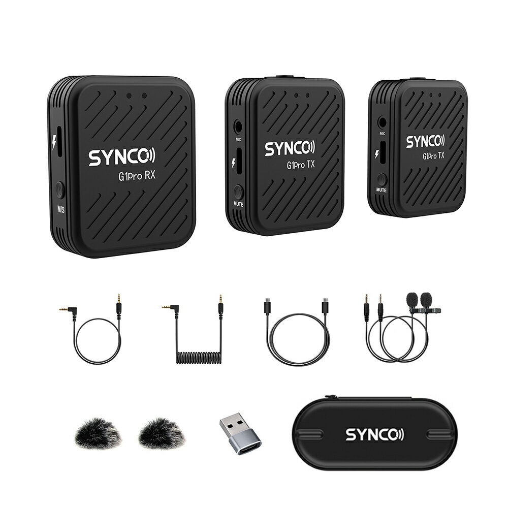 SYNCO G1 A2 Pro 2.4GHz ワイヤレスマイク 2台送信機・1台受信機セット カメラ/スマホマイク 自動ペアリング 200m伝送距離 一眼レフカメラ スマホ ノートパソコン 一眼レフ タブレットなどに対応