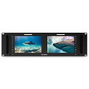 Feelworld D71 PLUS-H 3RU Rack Mount モニター 2×7″ 1920×1200解像度 450cd/m² 4K HDMI入出力 Ethernetコントロール可能 3D-LUT 2つ画面 放送/監督用モニター