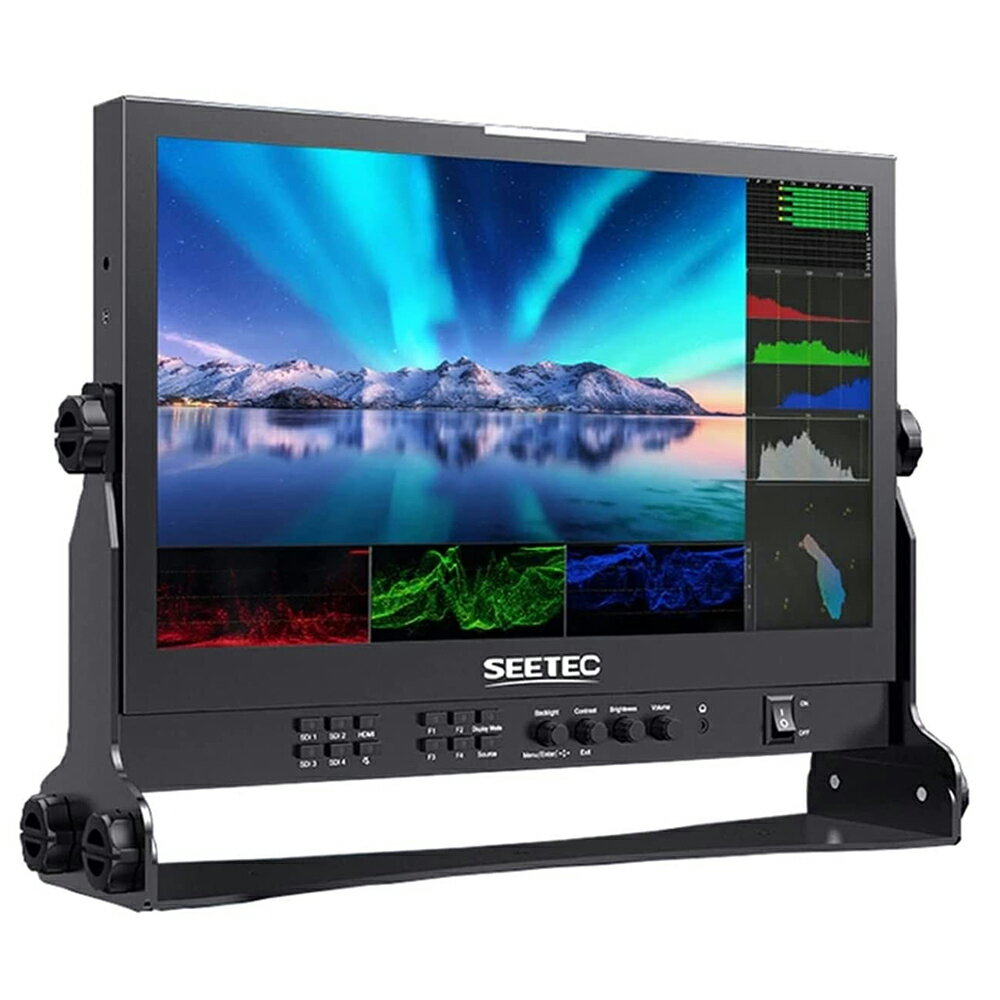 SEETEC ATEM156S 15.6インチ 監視モニター 監督用 4K 4*3G-SDI入出力 1*HDMI 1920x1080 IPS フル HD 200cd/m⊃2 3D LUT 170°視野角 8Bit 複数電源方式 マルチカメラ放送用モニター