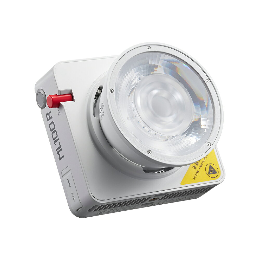 vitopalのGodox ML100R 小型LED撮影ライト 100W RGB フルカラー1800K-10000K色温度 CRI95+ TLCI95+ 複数電源方式 アプリ制御 15°レンズリフレクター付き Godoxマウント 軽量化 コンパクト COB ビデオライト｜アングル2