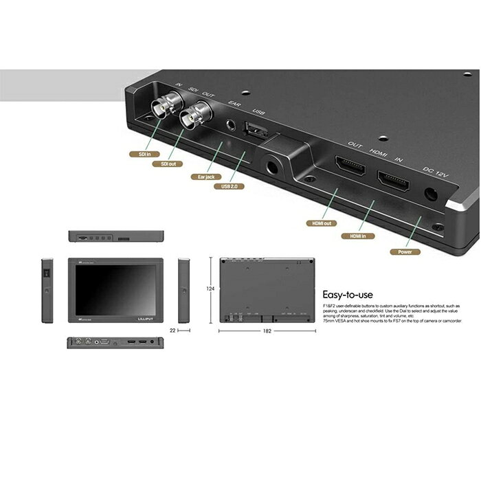 LILLIPUT FS7 7��������󥫥��4K IPS��˥��� �ե�HD��˥��� ������1920*1200 �����ڥ�����16��10 ����ȥ饹��1000��1 HDMI���ݡ��� 3G-SDI���ϡ�����