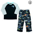 ボルコム VOLCOMHW ROLLER PNT PJ SET キッズ パジャマYOUTH VOLCOM PAJAMASy23418s0-blk