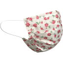 【ロット販売:入り数10】ROYAL(ロイヤル)1DAYマスク 小花WHT/RED 不織布 フツウサイズマルチスポーツ マスク(74190012)