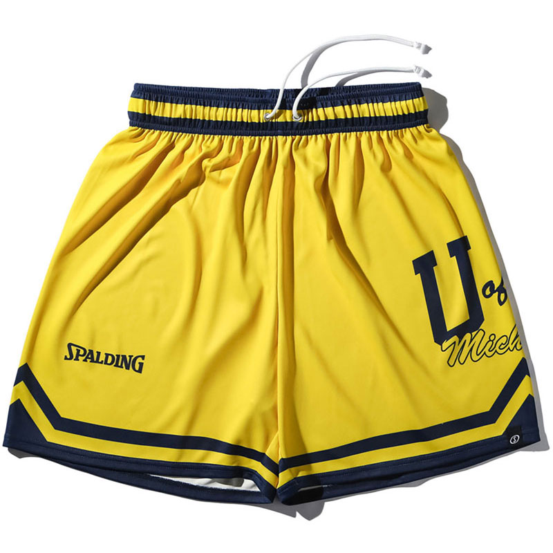 SPALDING スポルディングジャージーショーツ ミシガン UオブM ロゴ サイドバスケットボール プラクティ..