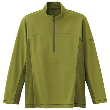 ブリーズライトメッシュボーダー長袖ジップネックシャツ (38ウッドグリーン) 【MIZUNO】ミズノ ●アウトドア ウエア 長袖 半袖シャツ (A2JA507638)*60