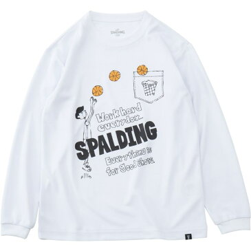 ジュニアL/S Tシャツ-グッドショット【SPALDING】スポルディングバスケットロングTシャツ J(sjt191590-2000)*00