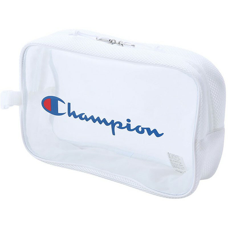 正面にChampion（チャンピオン）ロゴをプリントした軽量なエアーメッシュ素材のシューズバッグです。 持ち手のバックルを使い、他のスポーツバッグなどに装着できます。 素材：透明生地部分/ポリ塩化ビニル・メッシュ、テープ部分/ポリエステル100％ 対象：メンズ 原産国：中国 【カラー】(010)