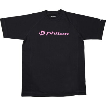 RAKUシャツ SPORTS 吸汗速乾 半袖 ロゴ入リ ブラック(ロゴ:ピンク) 3L【PHITEN】ファイテンボディケアハンソデTシャツ(JG167107)*01