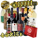 7/1限定【P10倍&食フェス300円CP】ワインセット ワイン福袋 大奉仕 赤白泡ワイン15本 飲み比べ 辛口 赤ワイン 白ワイン スパークリングワイン 赤白...