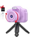 キッズカメラ 子供用カメラトイカメラ 三脚付き 2.4インチIPS 画面10倍ズームUSB充電 1080P HD 動画カメラ 4-10歳女の子 デジタルカメラ おもちゃ 人気子ども用 子供の日 クリスマス 誕生日プレゼント 日本語説明書付き (purple)