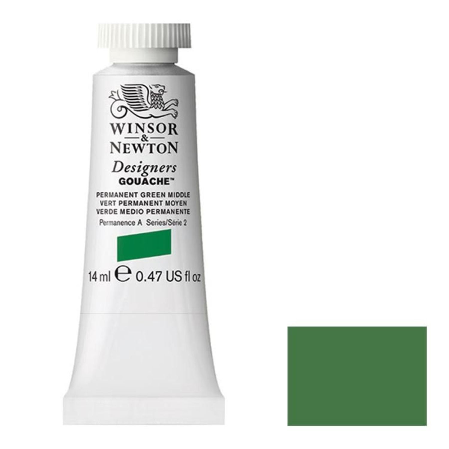 W&N デザイナーズ・ガッシュカラー 14ml チューブ 484 パーマネントグリーンミドル