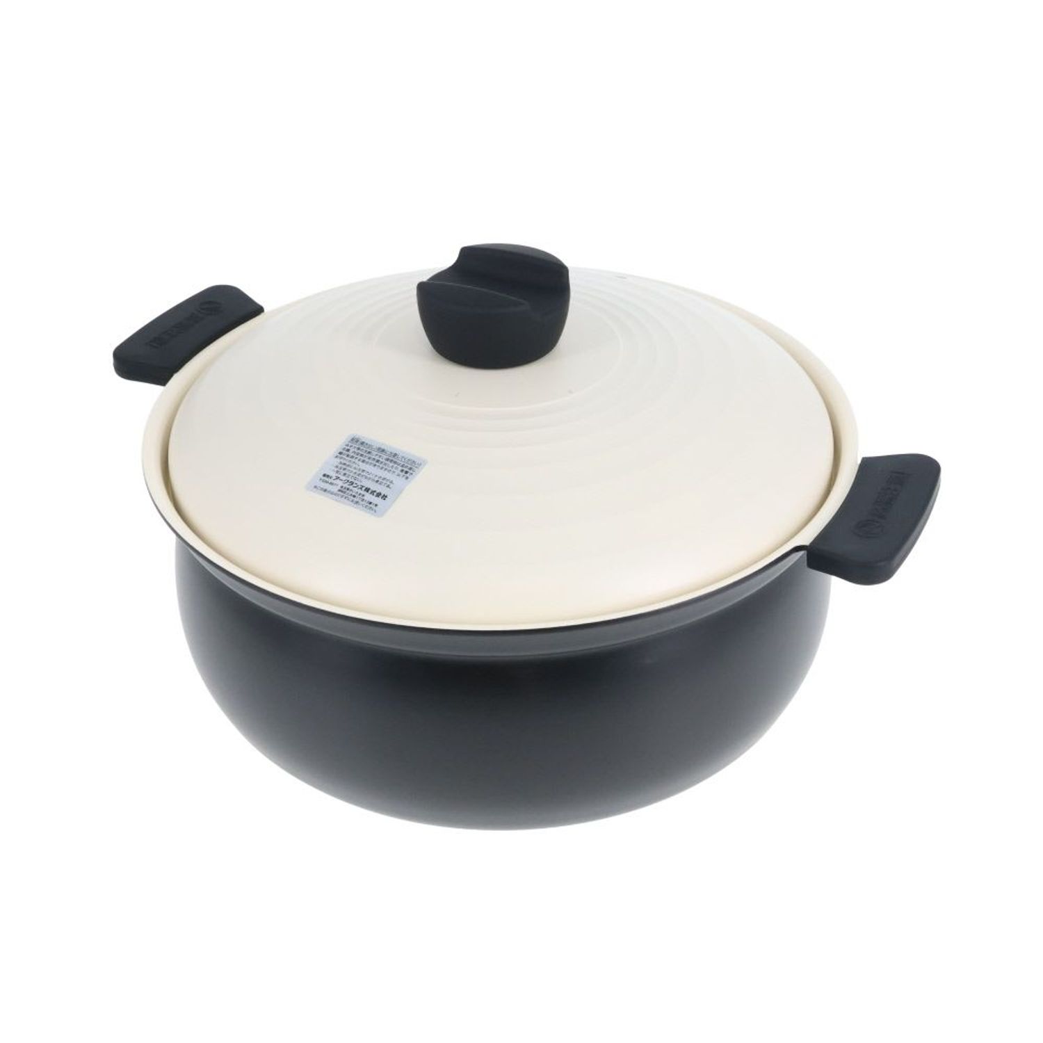 WIZA　アルミ蓋だから超軽量IH深型卓上鍋　ブラック・ホワイト　24cm