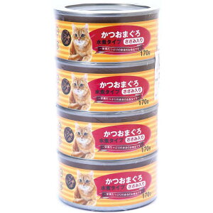 猫の缶詰170g×4Pかつおまぐろ赤身水煮　ささみ入り ペット 猫フード 猫缶 ビバホーム