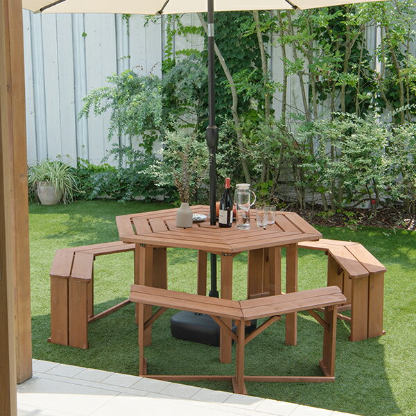 六角テーブルセット TAN-953 送料無料 リビングアウト 谷村実業