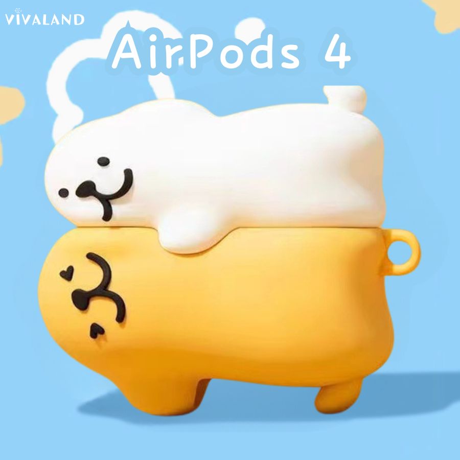 airpods ケース かわいい カラビナ付 airpods ケース 第4世代 airpods4 カバー 子犬 airpods4ケース カバー 犬 airpod...