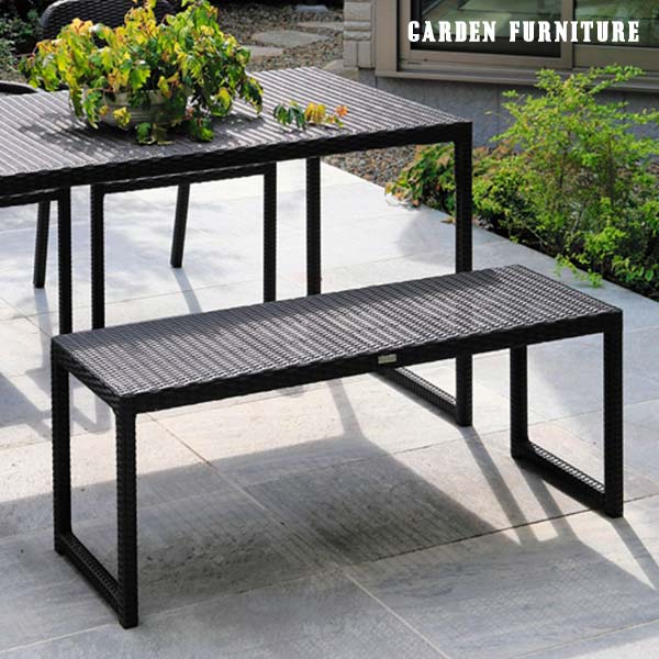 シンプルベンチ 庭座 KFB-1110 完成品 幅110 奥行35 高さ42 人工ラタン アルミ材 ガーデンベンチ ガー..