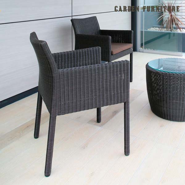 スクエアチェア 庭座 KFB-C013 完成品 幅56 奥行60 高さ80 人工ラタン アルミ材 ガーデンチェア ガーデンファニチャー 送料込み