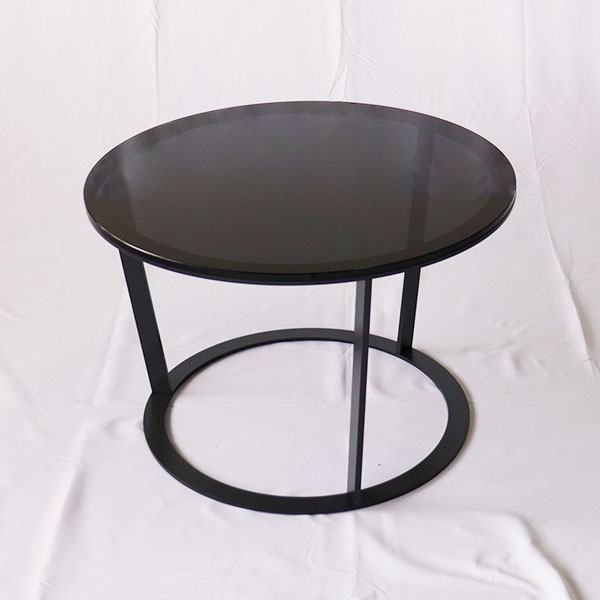リビングテーブル 直径60cm 高さ40.5cm ブラック色 ガラステーブル 円形テーブル 丸テーブル センターテーブル 送料無料 ヴィヴェンティエ 3
