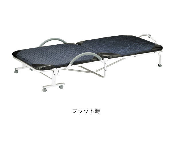 UTILITY 弘益 FBD-400 BK 低反発折り畳みベッド 幅98cm 奥行210cm 高さ44(75)cm 組立式 布張り スチール 送料込み [2]