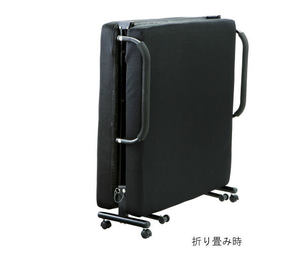 UTILITY 弘益 FBD-400 BK 低反発折り畳みベッド 幅98cm 奥行210cm 高さ44(75)cm 組立式 布張り スチール 送料込み [3]