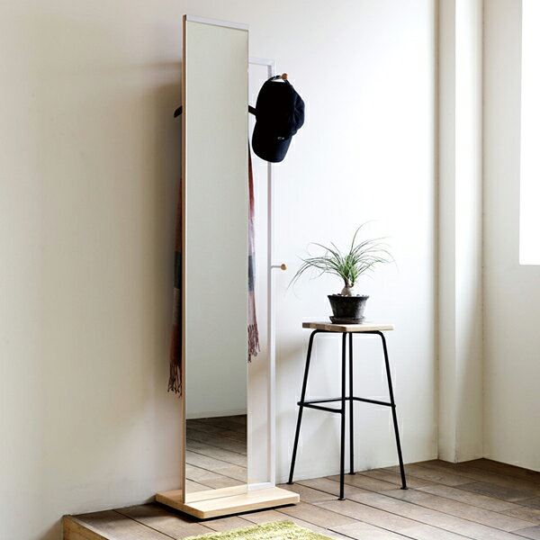 UTILITY 弘益 HM-400 NA ハンガー付ミラー 幅40cm 奥行30cm 高さ163cm MDF スチー...