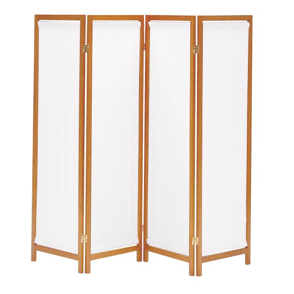 Rakuten - UTILITY 弘益 木製スクリーン 帆布 4連 HT-4 BR 幅44(×4) 奥行2 高さ150cm 天然木パイン材 折りたたみ 送料込み