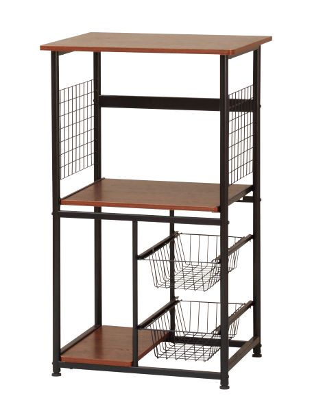 Rakuten - UTILITY 弘益 KR-600 BR キッチンラック 幅60cm 奥行46cm 高さ100cm 組立式 MDF スチール 送料込み