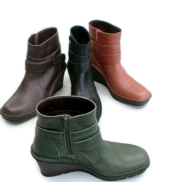 In Cholje（インコルジェ）足に優しい靴　型ソール！厚底ウェッジベルトブーツ　（2002） 日本製　靴　レディース　婦人靴●送料無料