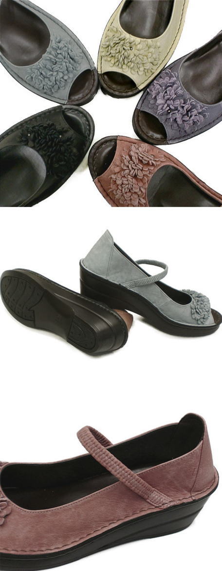 In Cholje（インコルジェ） 足に優しい靴　フラワーモチーフ　オープントゥ（3221） 　靴　レディース　婦人靴●送料無料 3