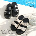 【1点10%/2点15%/3点20%OFFクーポン】24年春夏再販 Vivian サンダル レディース ビジュー 厚底サンダル フラット ローヒール つっかけ ...