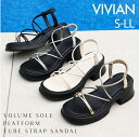 【1点10%/2点15%/3点20%OFFクーポン】25年春夏再販 Vivian サンダル レディース 厚底 ストラップ バルキーソール スポーツサンダル スポ...