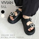 【1点10%/2点15%/3点20%OFFクーポン】24年春夏新作 Vivian サンダル レディース ビジュー ミュール つっかけ 厚底 スポーツサンダル ス...