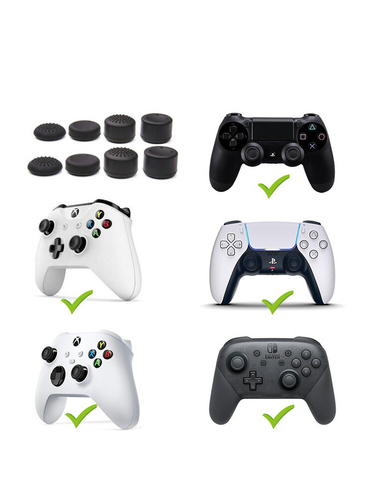 PS5/PS4/series X/S アナログ スティック カバー 手触りが快適で コントローラ交換用アナログスティック 便利 実用 人気 おしゃれ 便利性の高い 4種8個セット 親指グリップ キャップ